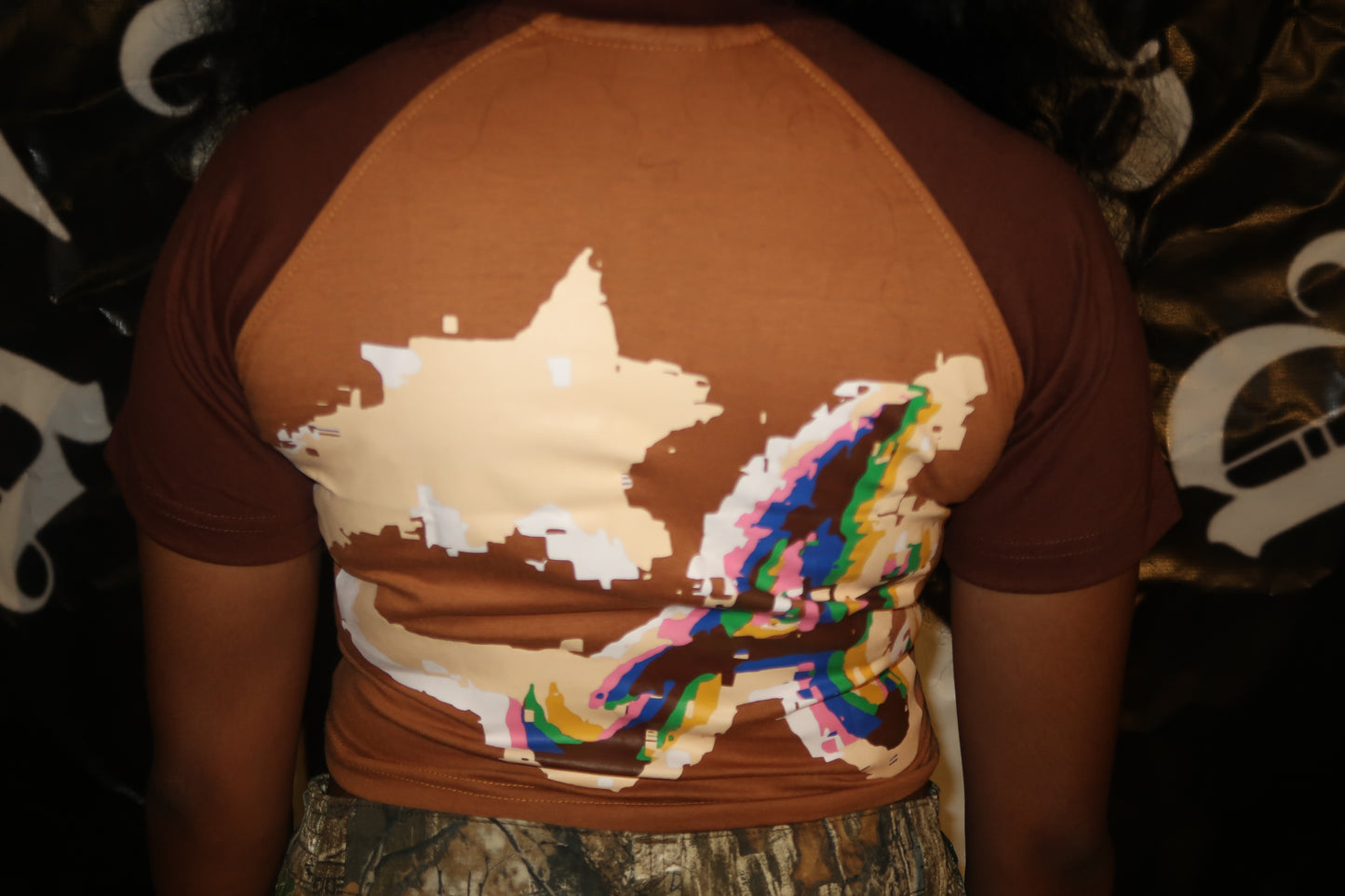 Brown/Kreme 'Star'- Crop Top