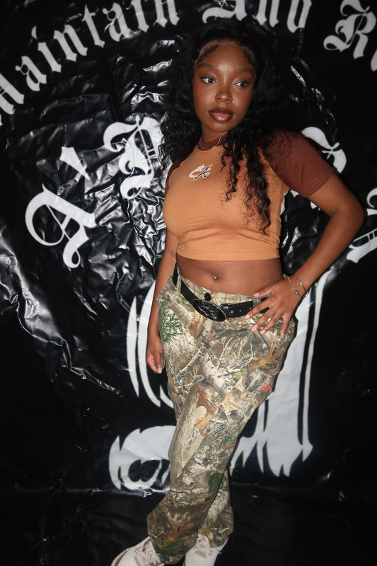 Brown/Kreme 'Star'- Crop Top